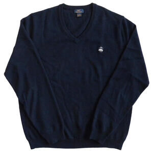 Brooks Brothers "346" Sweater Mens Blue V-Neck Extra Fine Merino Wool Pullover L